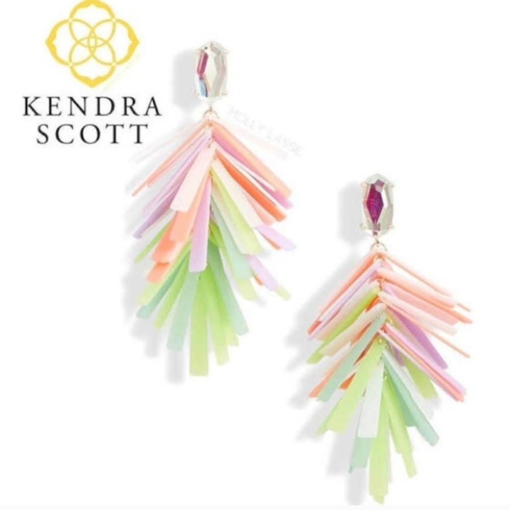 Kendra Scott Jasper Pastel Mix Fringe Drop Earrings Retro Multicolor - Picture 8 of 8